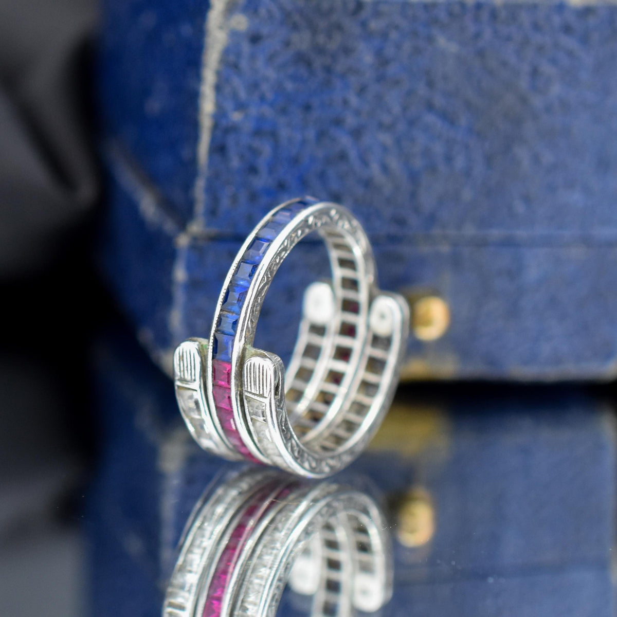 Art Deco Paste Swivel Flip "Day and Night" Sterling Silver Eternity Band Ring | Antique