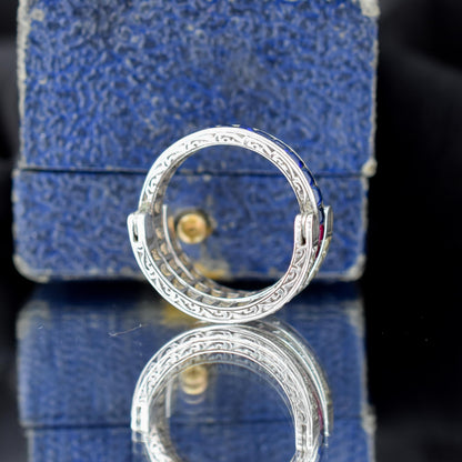 Art Deco Paste Swivel Flip "Day and Night" Sterling Silver Eternity Band Ring | Antique