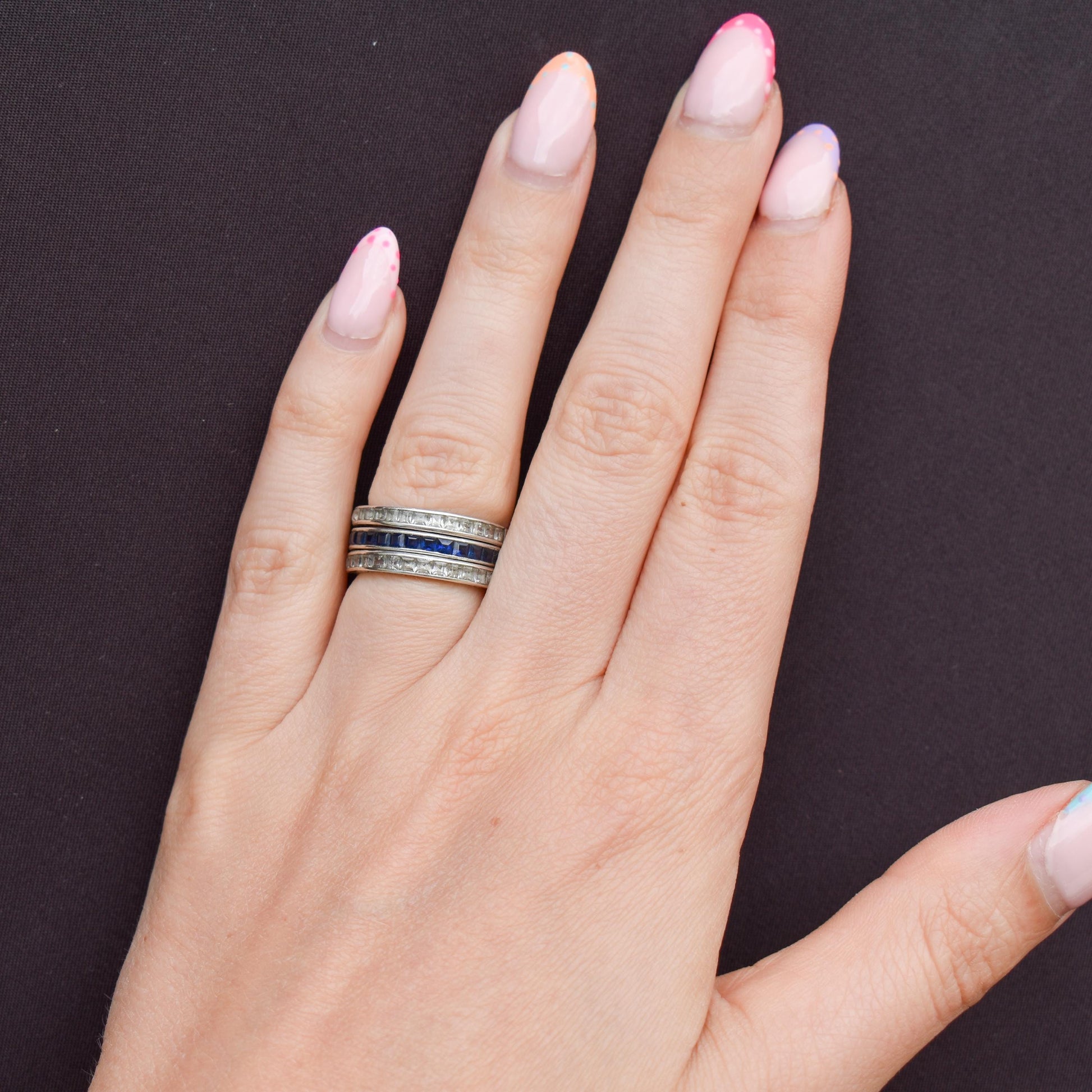 Art Deco Paste Swivel Flip "Day and Night" Sterling Silver Eternity Band Ring | Antique