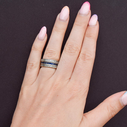 Art Deco Paste Swivel Flip "Day and Night" Sterling Silver Eternity Band Ring | Antique