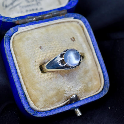 Antique 1.03ct Moonstone Oval Cabochon Sterling Silver Ring