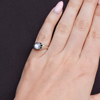 Antique 1.03ct Moonstone Oval Cabochon Sterling Silver Ring