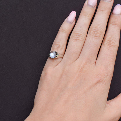Antique 1.03ct Moonstone Oval Cabochon Sterling Silver Ring