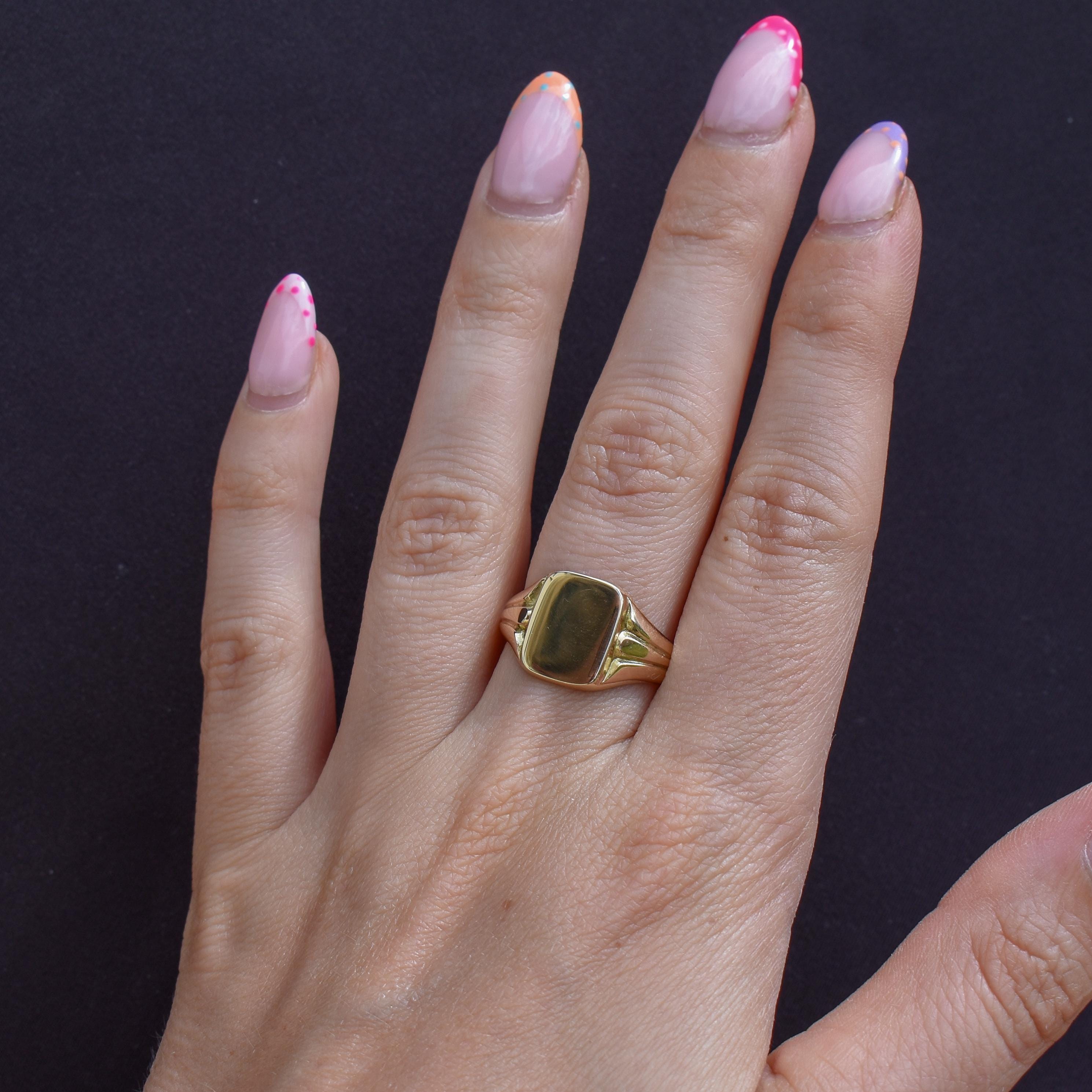 アクセサリー 9ct.Gold Rectangle Signet Ring Vintage Vintage Solid 9ct Gold Plain Rectangle Signet Ring | Birmingham