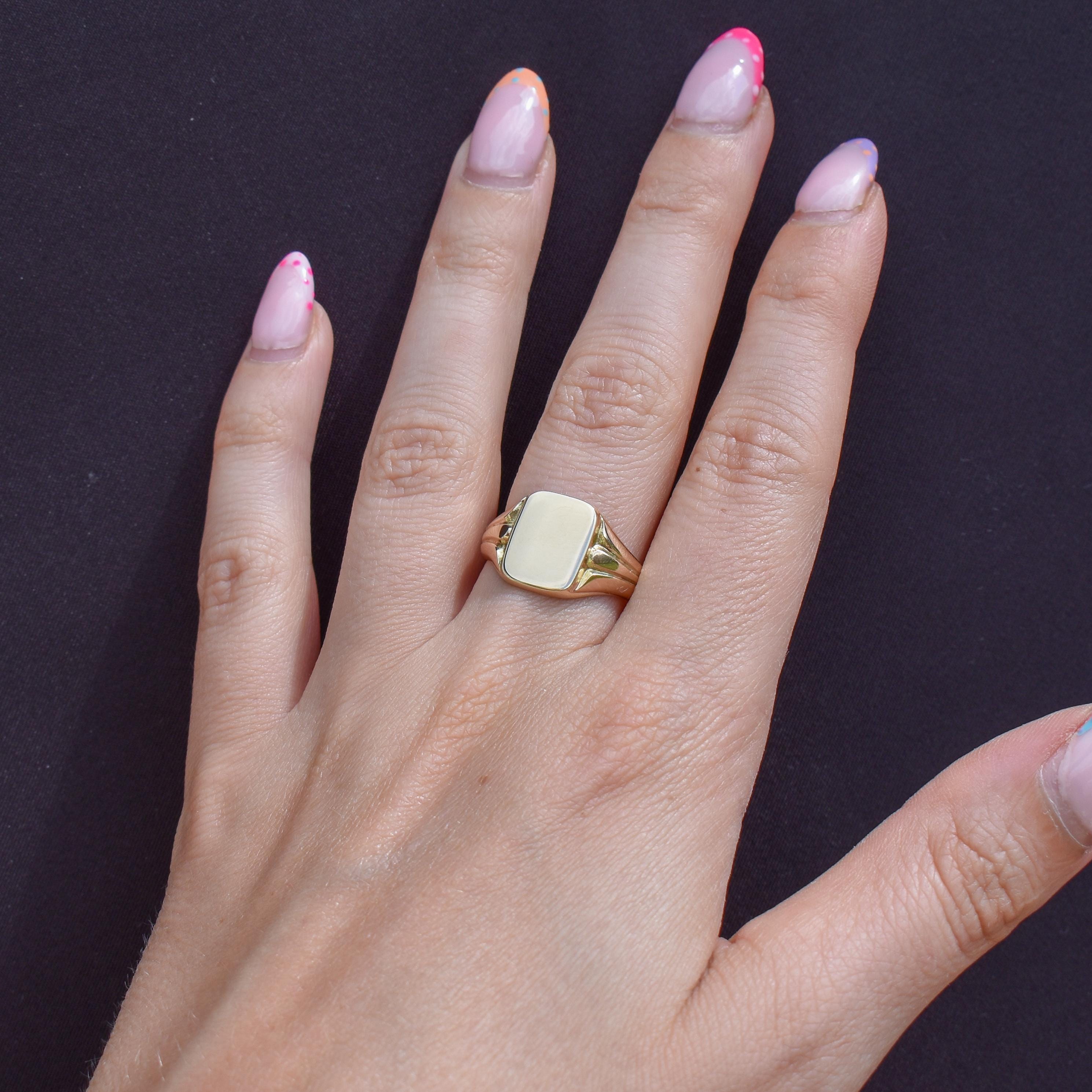アクセサリー 9ct.Gold Rectangle Signet Ring Vintage Vintage Solid 9ct Gold Plain Rectangle Signet Ring | Birmingham
