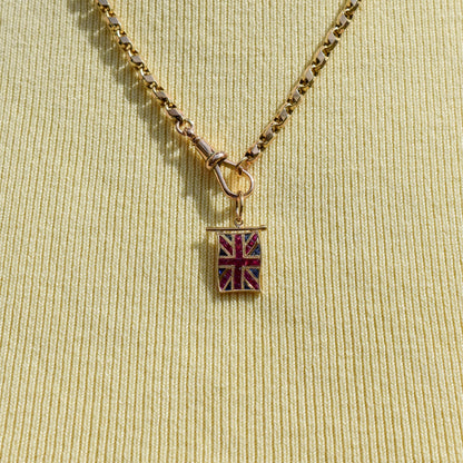 Ruby Sapphire 18ct Gold Union Jack UK GB Flag Charm Pendant