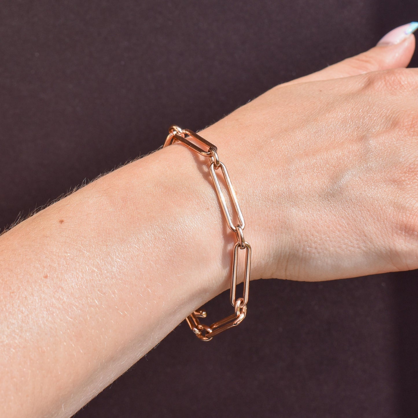 Antique Chester '1895' 9ct Gold Trombone Link Bracelet with Dog Clip and T-bar 7.75"