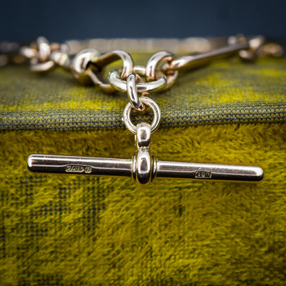 Antique Chester '1895' 9ct Gold Trombone Link Bracelet with Dog Clip and T-bar 7.75"