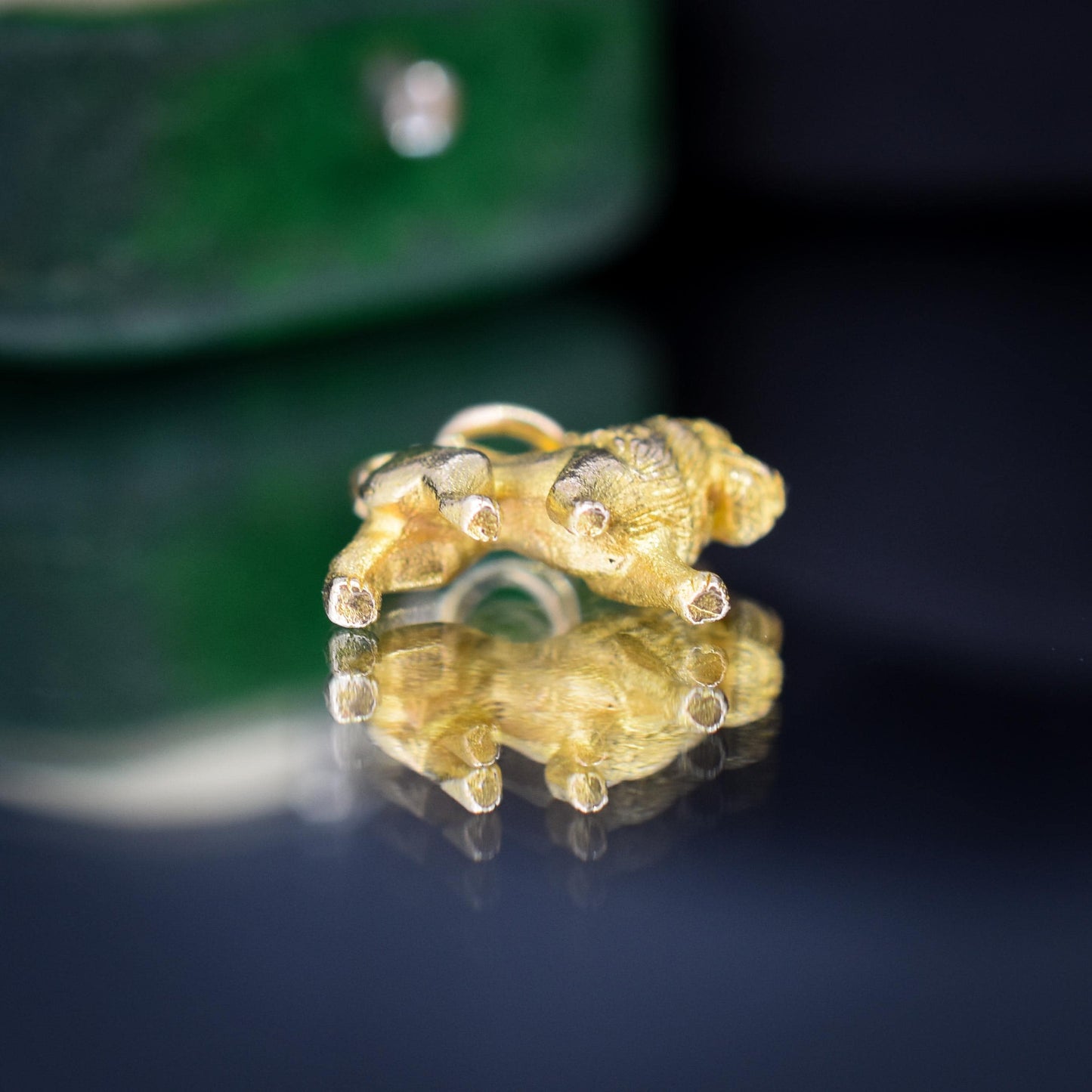 Vintage 9ct Yellow Gold Lion Animal Charm Pendant | Dated 1957