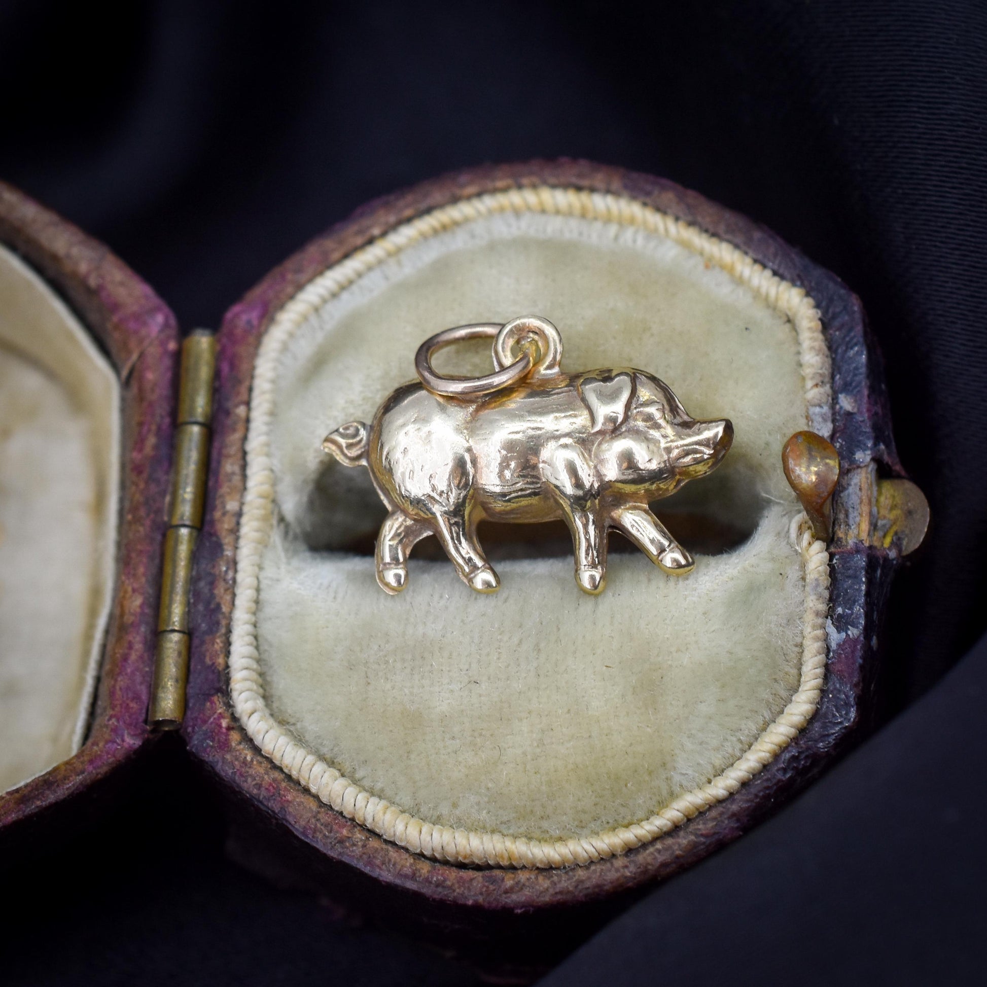 Vintage 9ct Gold Lucky Pig Charm Pendant | London 1966