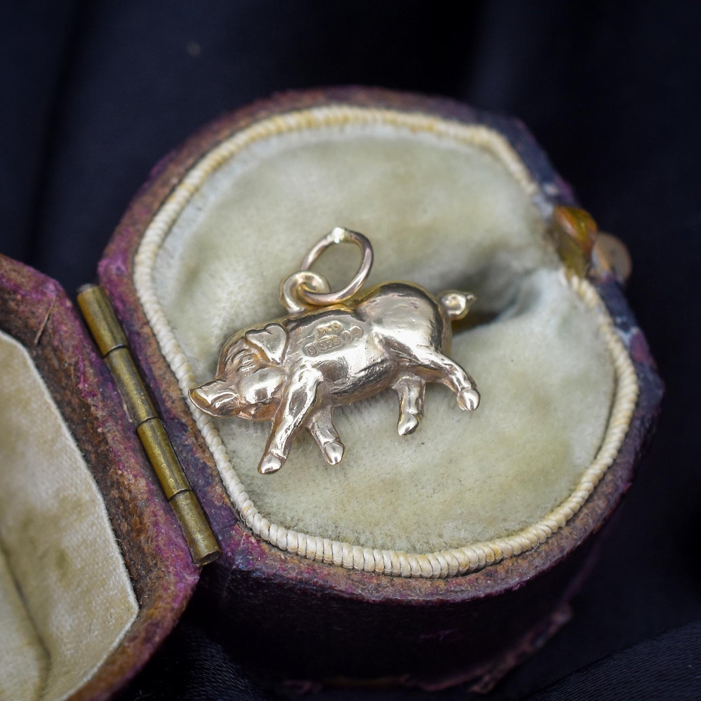 Vintage 9ct Gold Lucky Pig Charm Pendant | London 1966