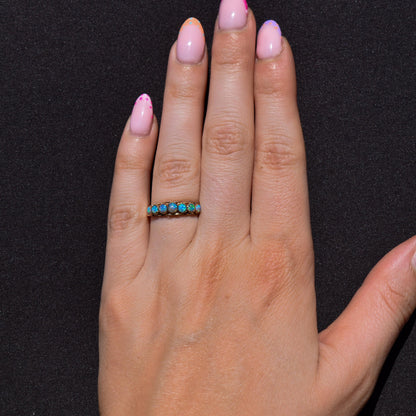 Vintage Opal Seven Stone 9ct Gold Band Ring | Dated 1979
