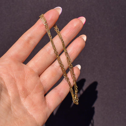 Antique 9ct Yellow Gold Paperlink Chain with Bolt ring | 17.5" Length