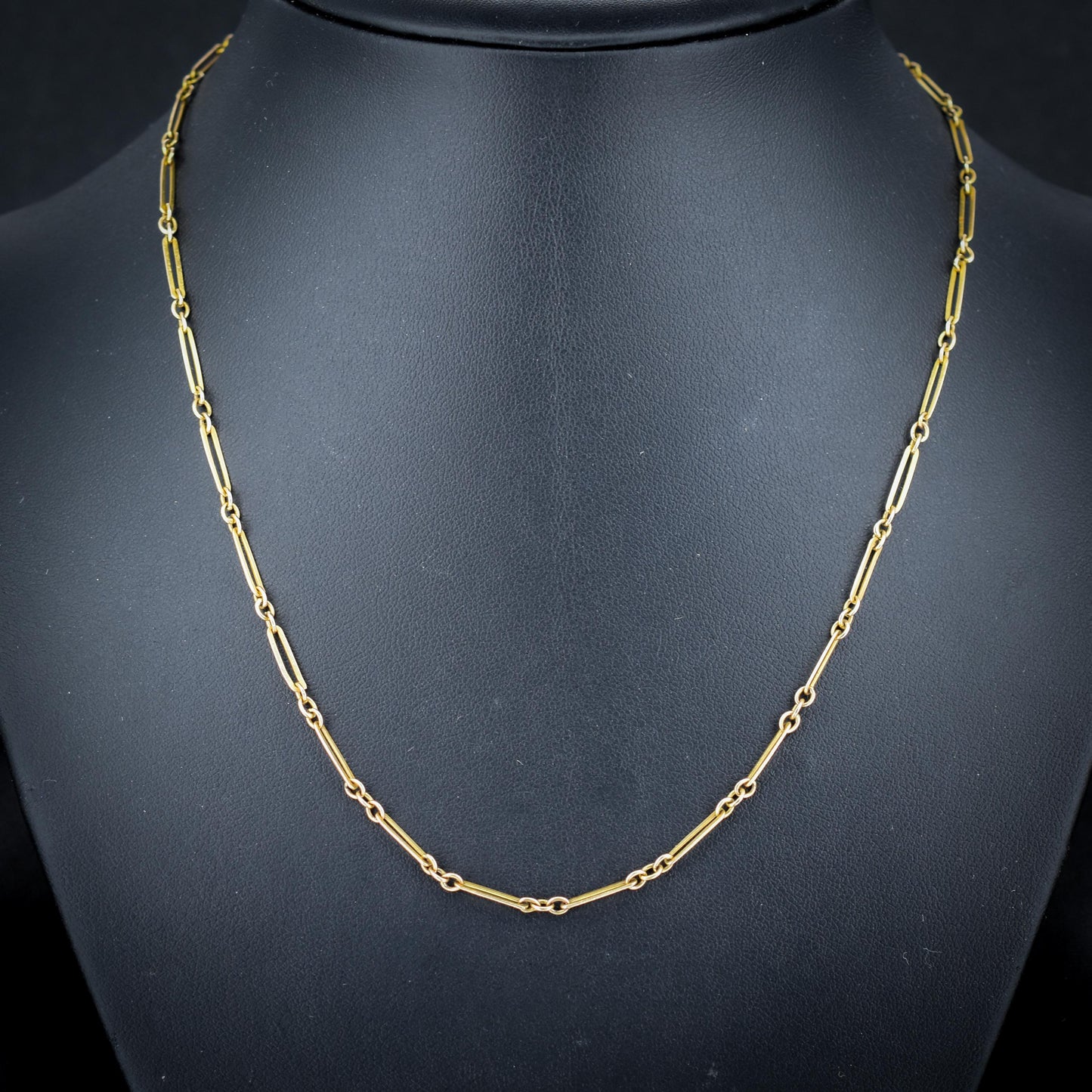 Antique 9ct Yellow Gold Paperlink Chain with Bolt ring | 17.5" Length