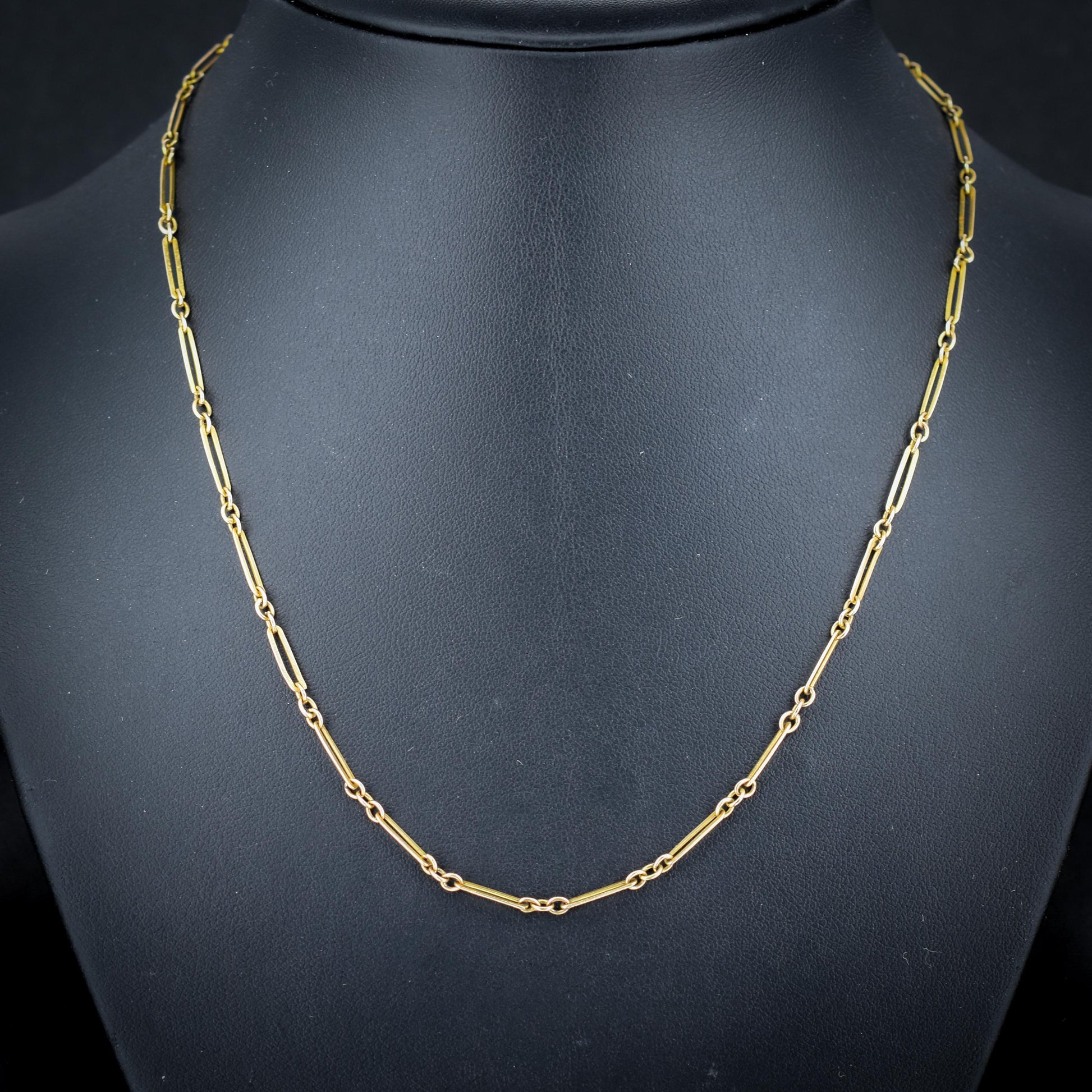 Antique 9ct Yellow Gold Paperlink Chain with Bolt ring | 17.5" Length