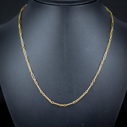 Antique 9ct Yellow Gold Paperlink Chain with Bolt ring | 17.5" Length