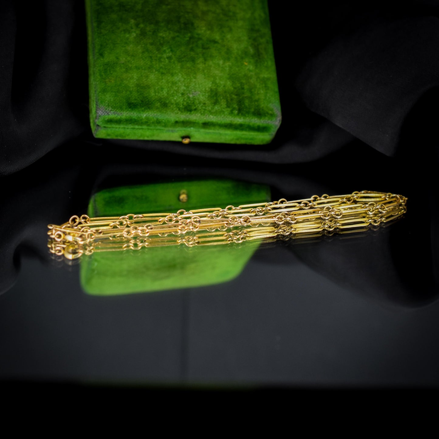 Antique 9ct Yellow Gold Paperlink Chain with Bolt ring | 17.5" Length