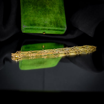Antique 9ct Yellow Gold Paperlink Chain with Bolt ring | 17.5" Length