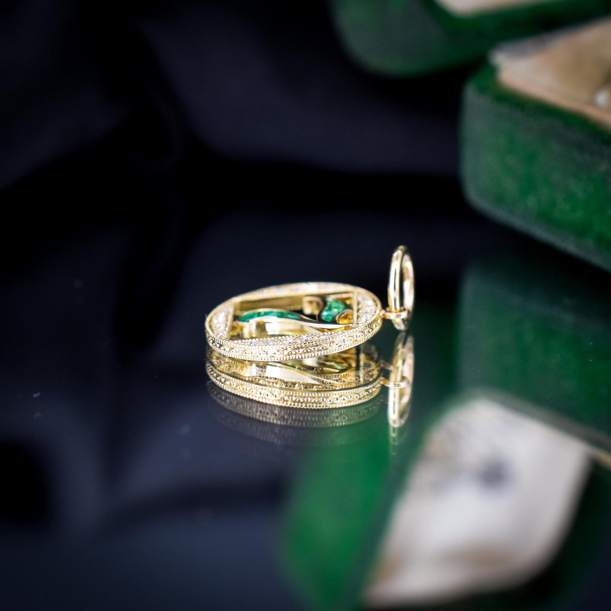 Diamond and Emerald Number Seven 'Lucky 7' 18ct Gold Charm Pendant