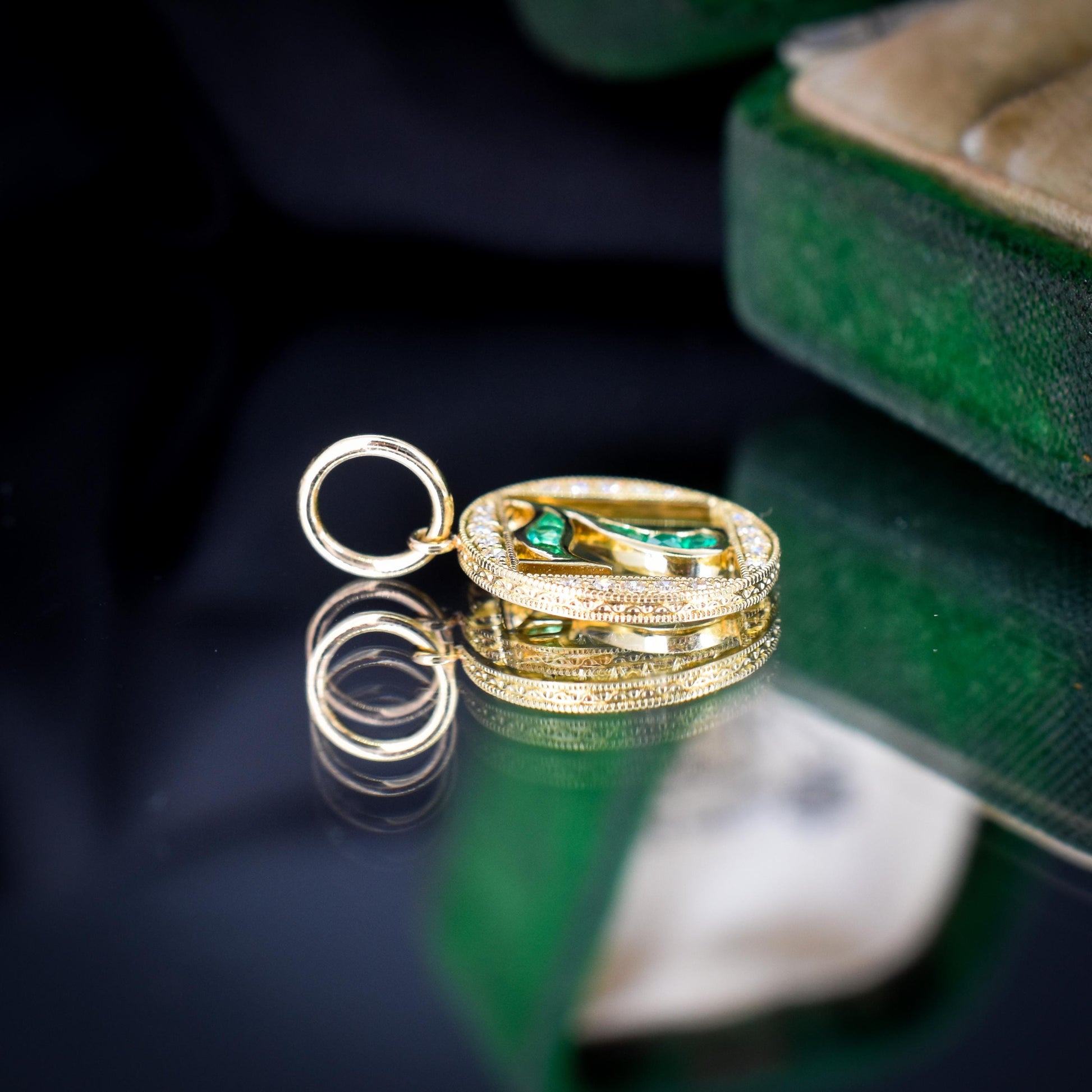 Diamond and Emerald Number Seven 'Lucky 7' 18ct Gold Charm Pendant