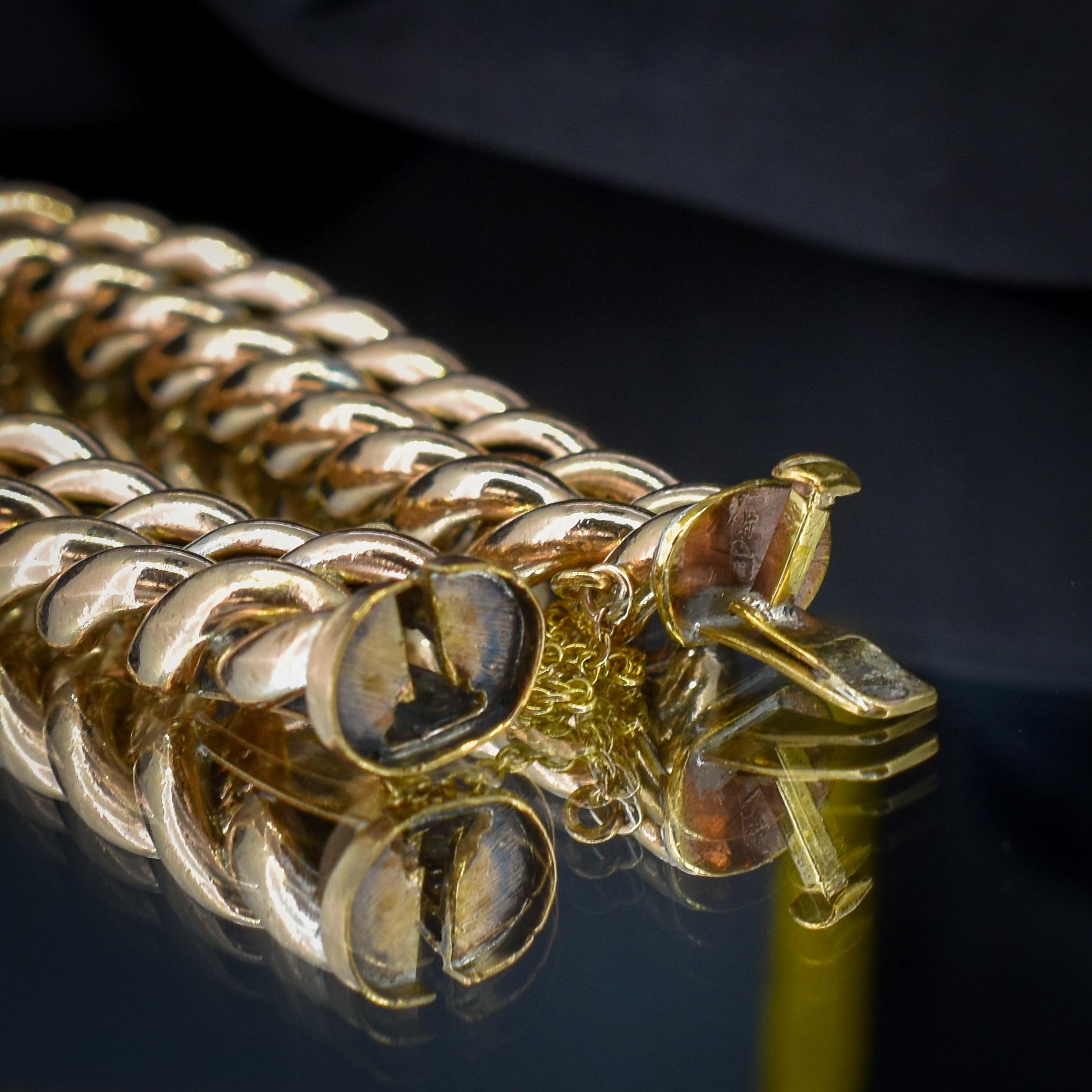 Antique Engraved Curb Link Rolled Gold Bracelet | 7"