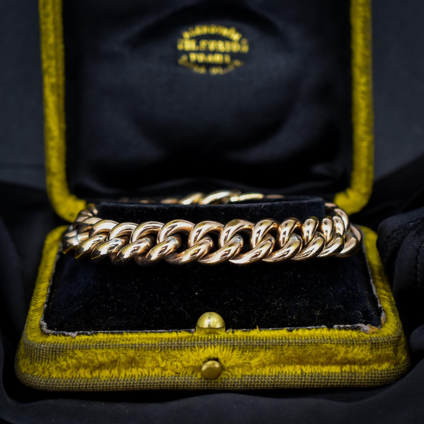 Antique Engraved Curb Link Rolled Gold Bracelet | 7"