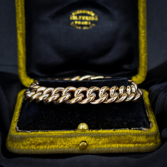 Antique Engraved Curb Link Rolled Gold Bracelet | 7"