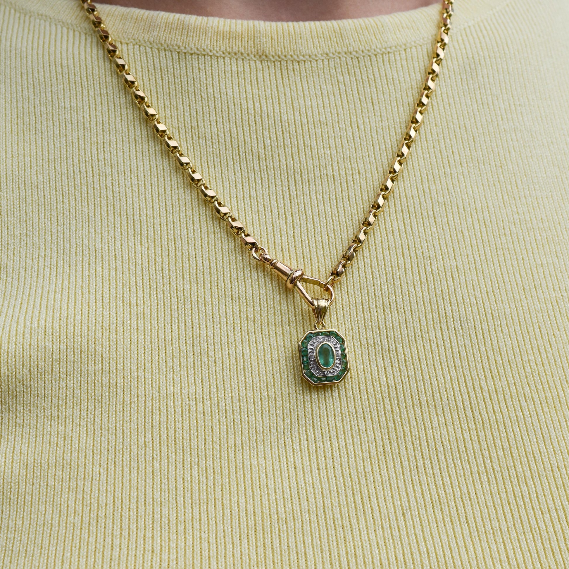 Pre-Loved Emerald and Diamond 9ct Gold Pendant Charm