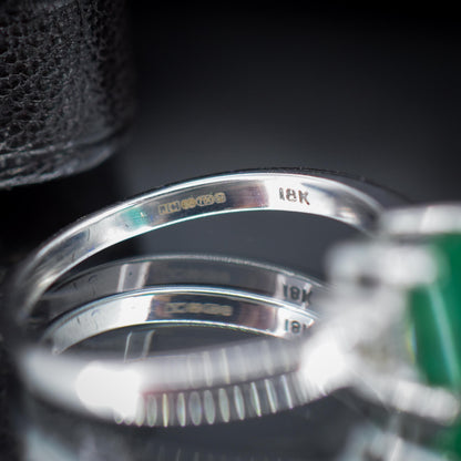 Emerald Cut Emerald and Diamond 18ct White Gold Ring
