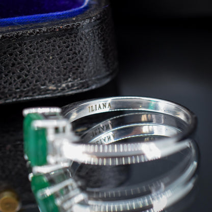 Emerald Cut Emerald and Diamond 18ct White Gold Ring