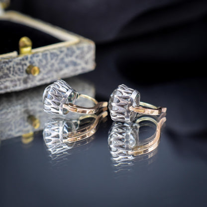 Antique Old Cut Paste Silver and 18ct Gold Dormeuse Earrings