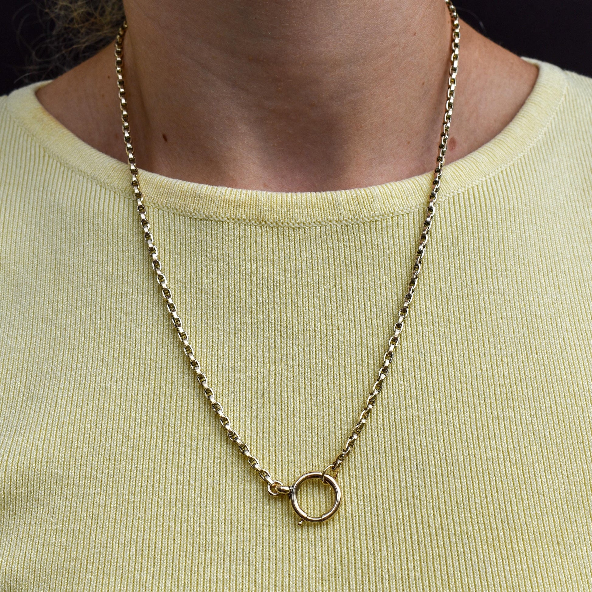 Antique Victorian 9ct Gold Oval Link Chain Necklace with Large Bolt Ring | 20.25"