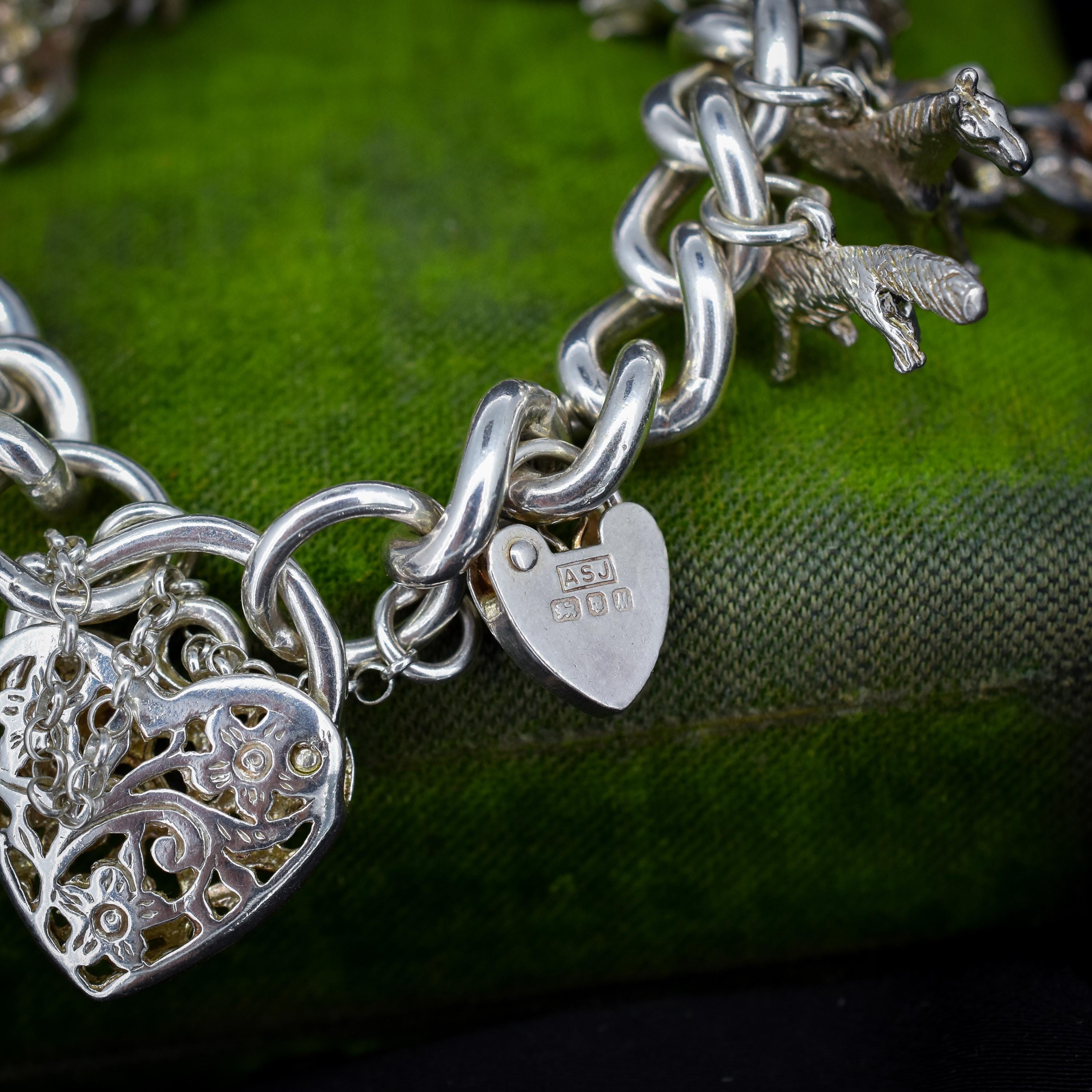 Vintage 94g Sterling Silver Multi Charm Bracelet | 7.5