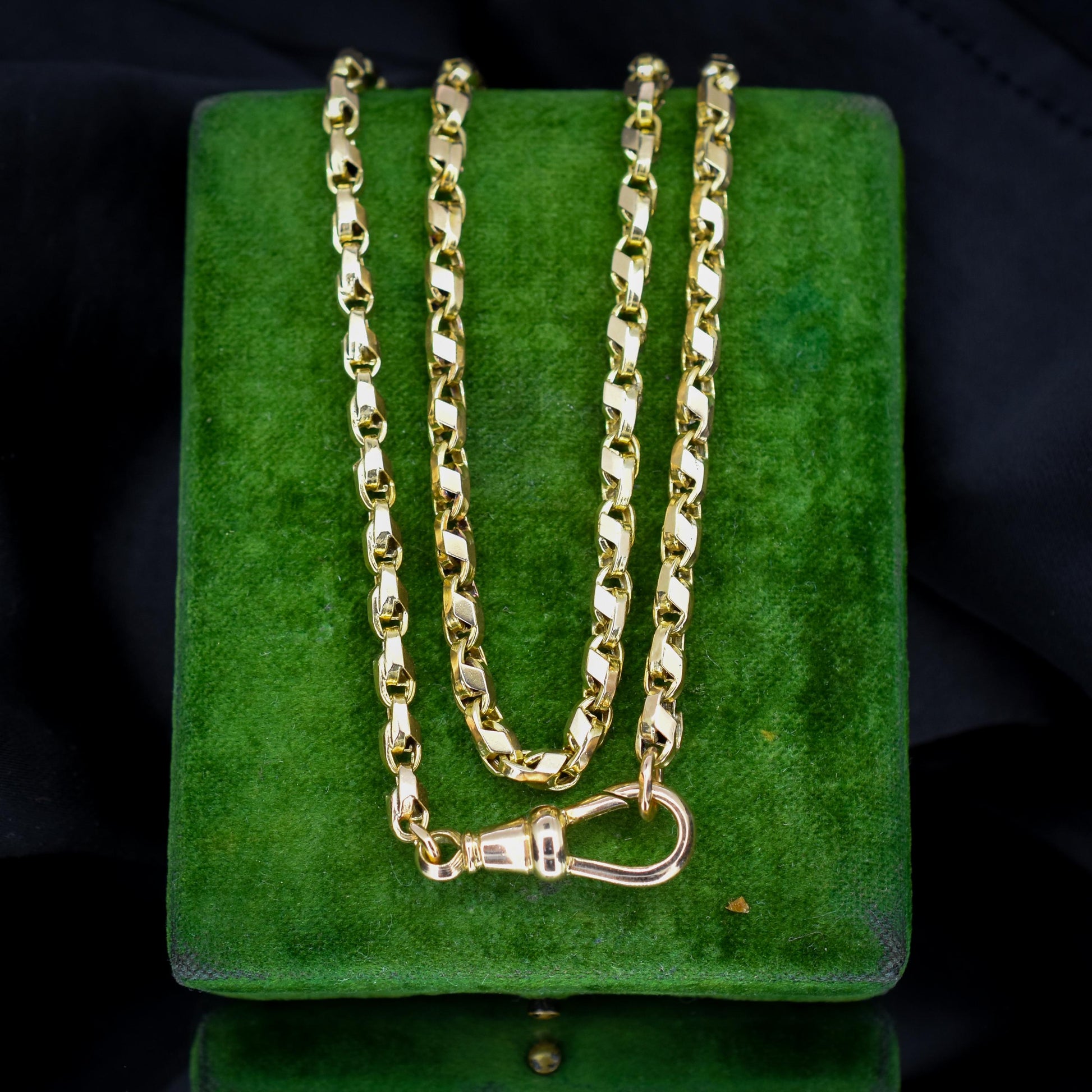 Antique 9ct Gold Tulip Link Fancy Chain Necklace with Dog Clip | 19"