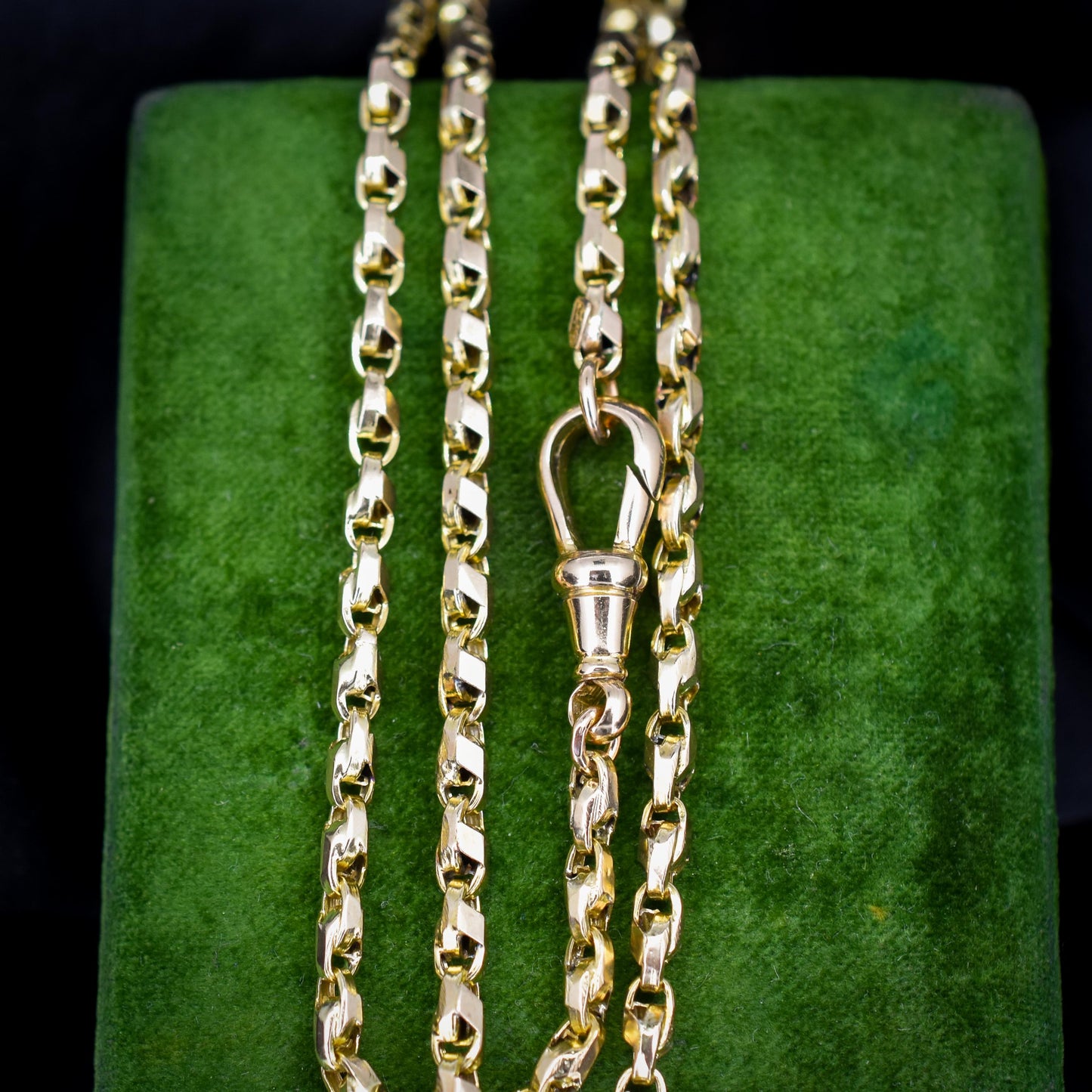 Antique 9ct Gold Tulip Link Fancy Chain Necklace with Dog Clip | 19"