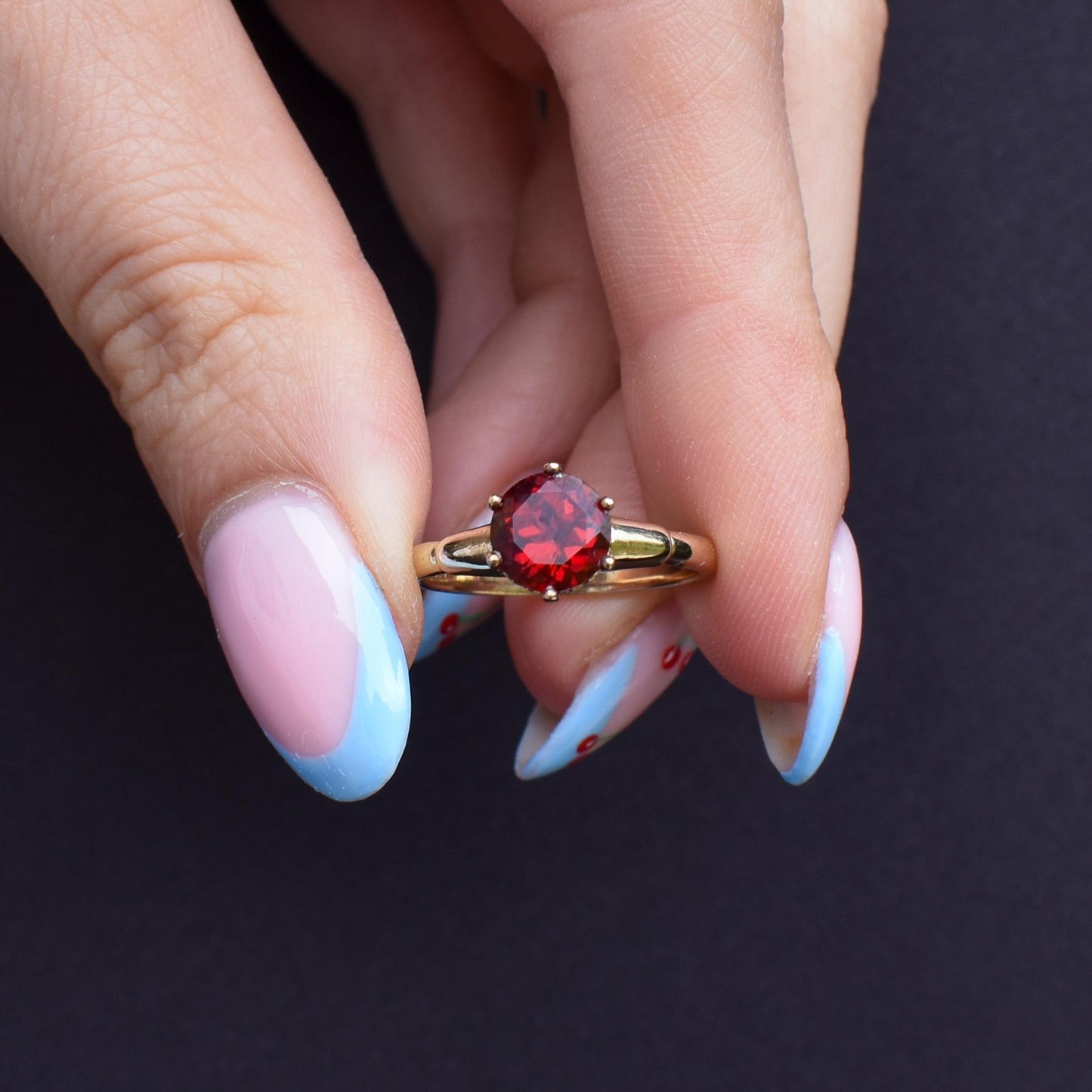 Vintage 1.76ct Round Ruby Solitaire 9ct Gold Ring