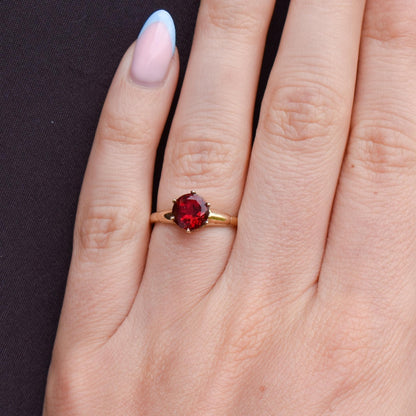 Vintage 1.76ct Round Ruby Solitaire 9ct Gold Ring
