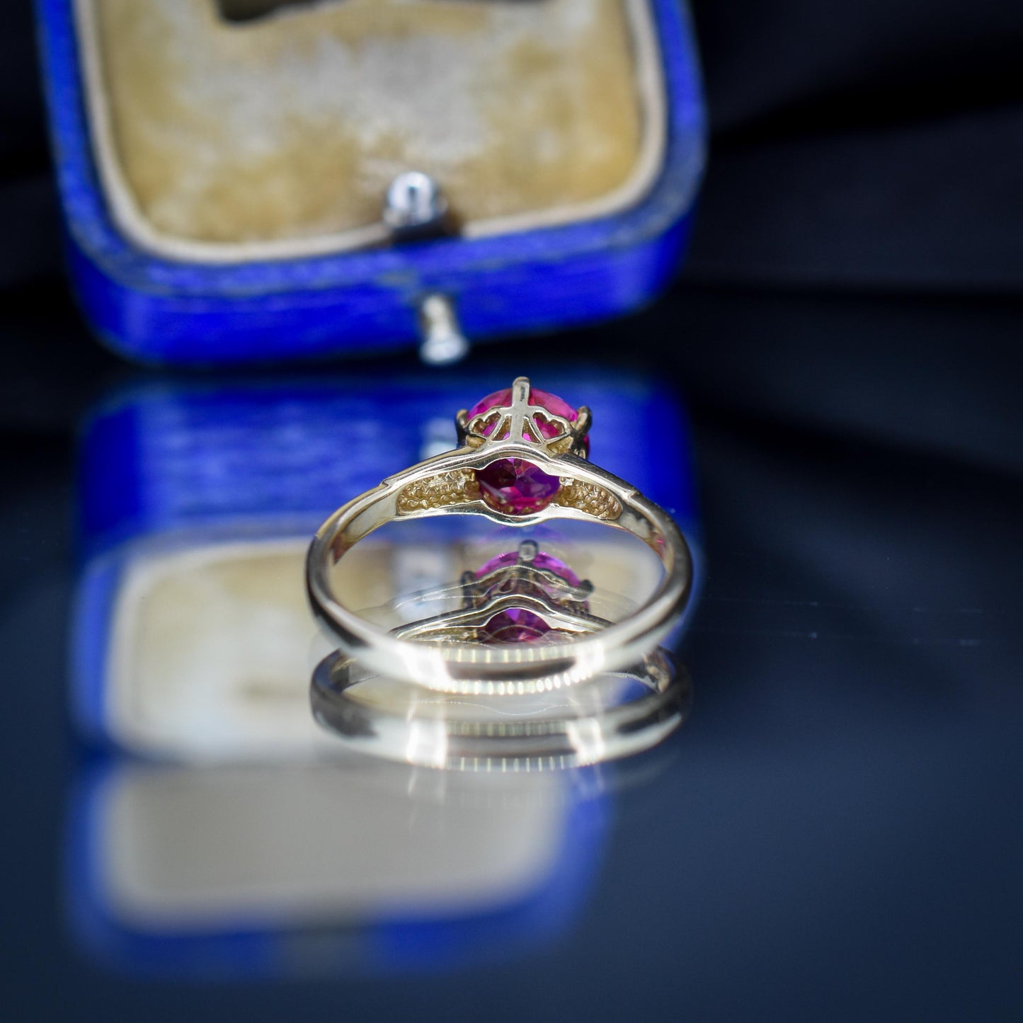 Vintage 1.76ct Round Ruby Solitaire 9ct Gold Ring