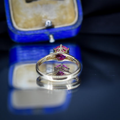Vintage 1.76ct Round Ruby Solitaire 9ct Gold Ring