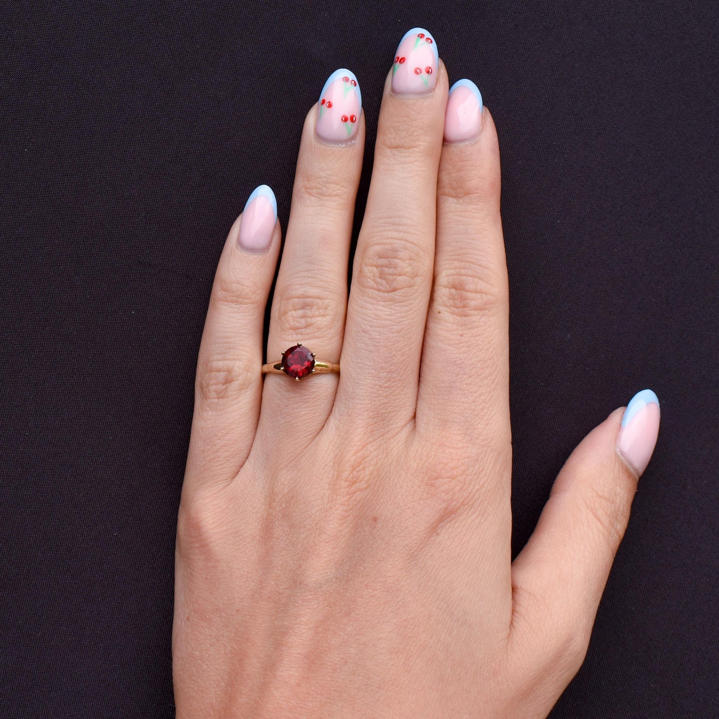 Vintage 1.76ct Round Ruby Solitaire 9ct Gold Ring