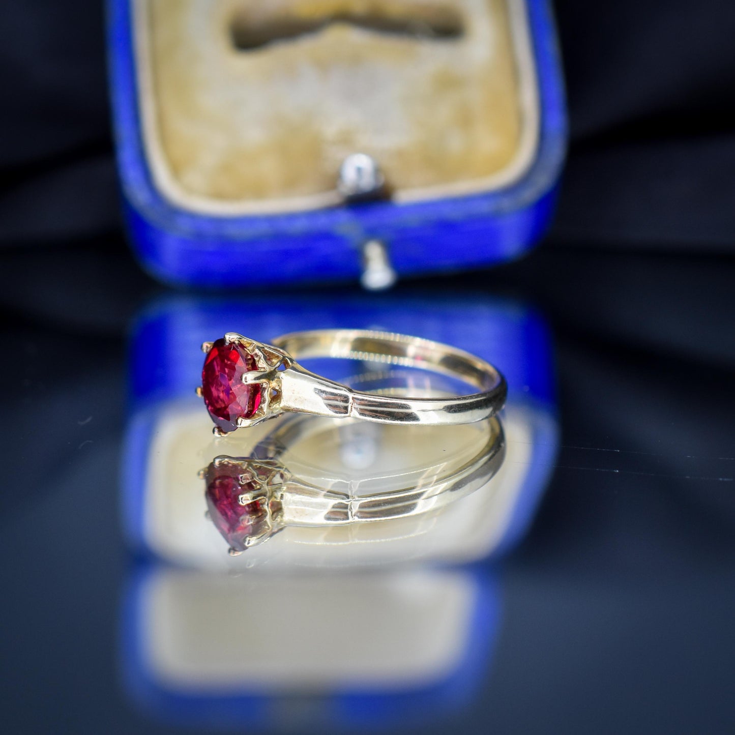 Vintage 1.76ct Round Ruby Solitaire 9ct Gold Ring
