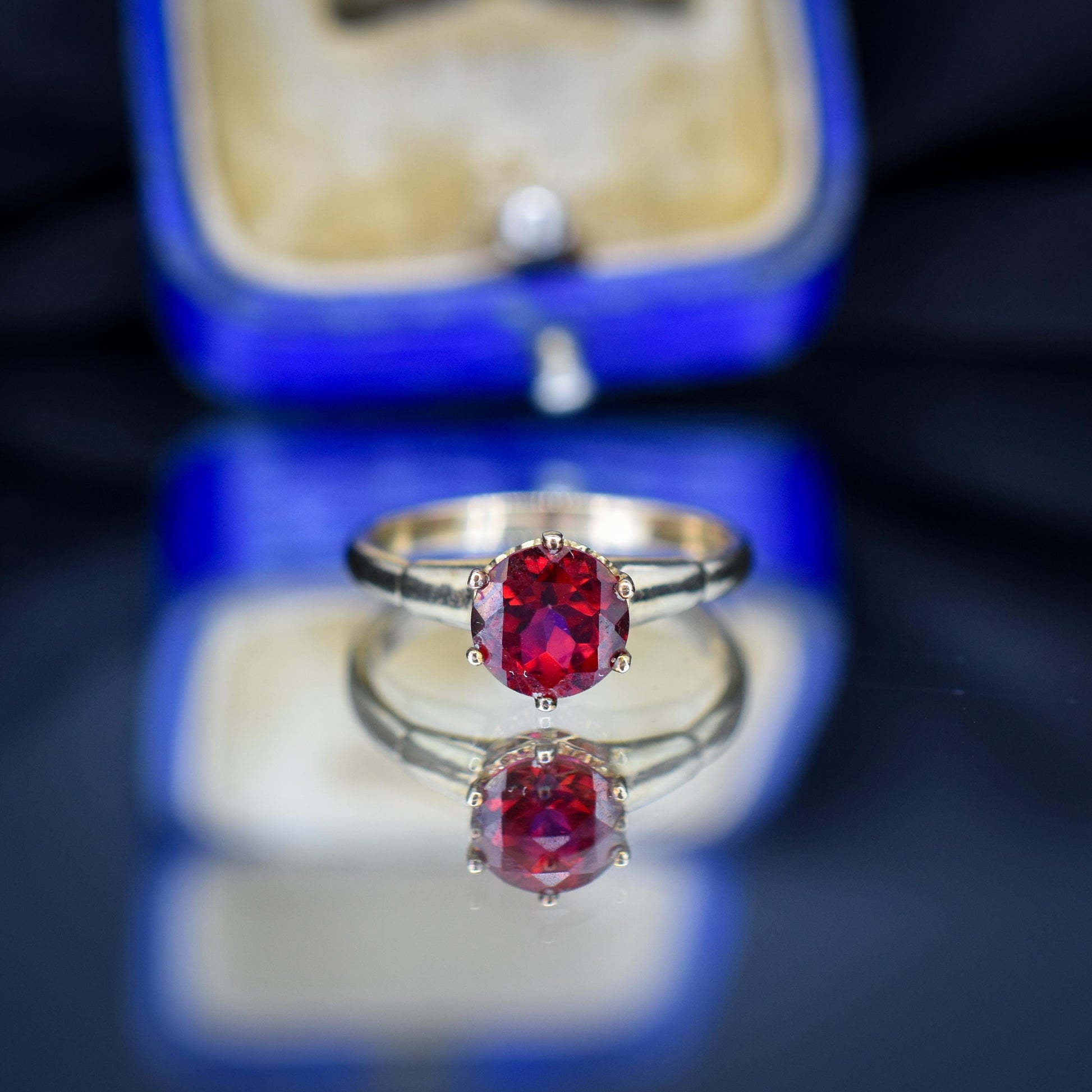 Vintage 1.76ct Round Ruby Solitaire 9ct Gold Ring