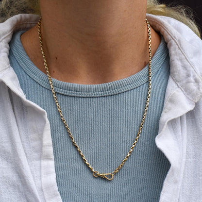 Antique Victorian 9ct Gold Oval Link Chain Necklace with Dog Clip | 20.25"