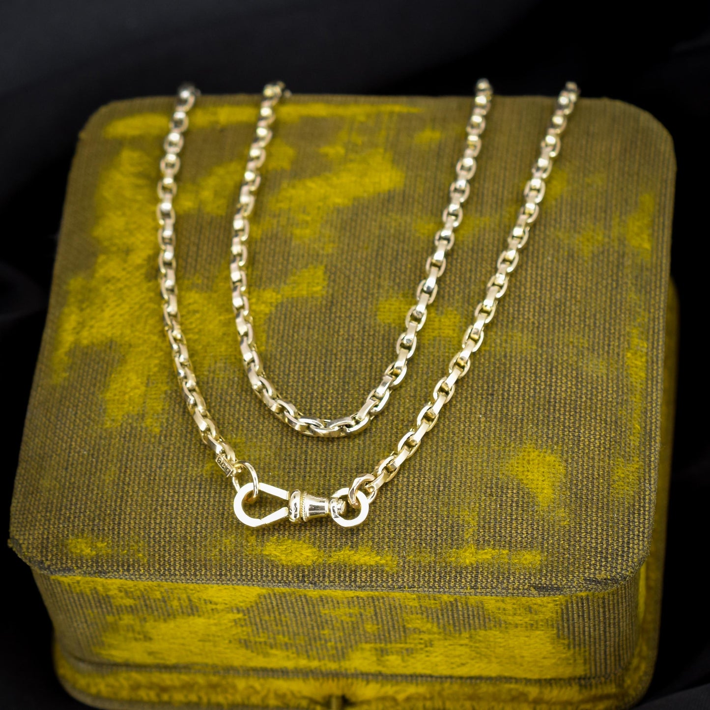 Antique Victorian 9ct Gold Oval Link Chain Necklace with Dog Clip | 20.25"