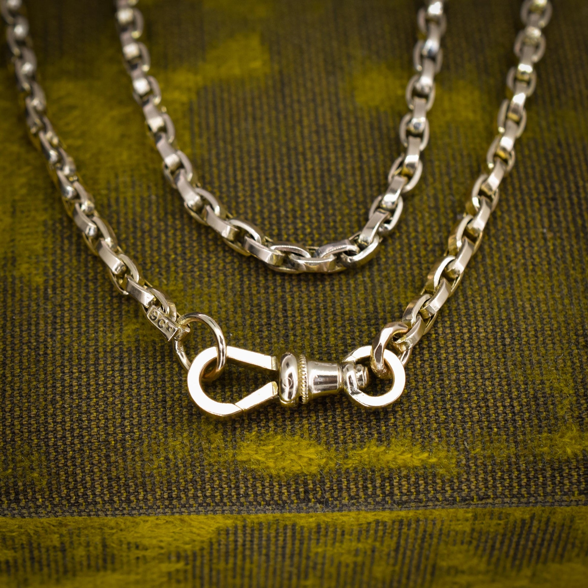 Antique Victorian 9ct Gold Oval Link Chain Necklace with Dog Clip | 20.25"