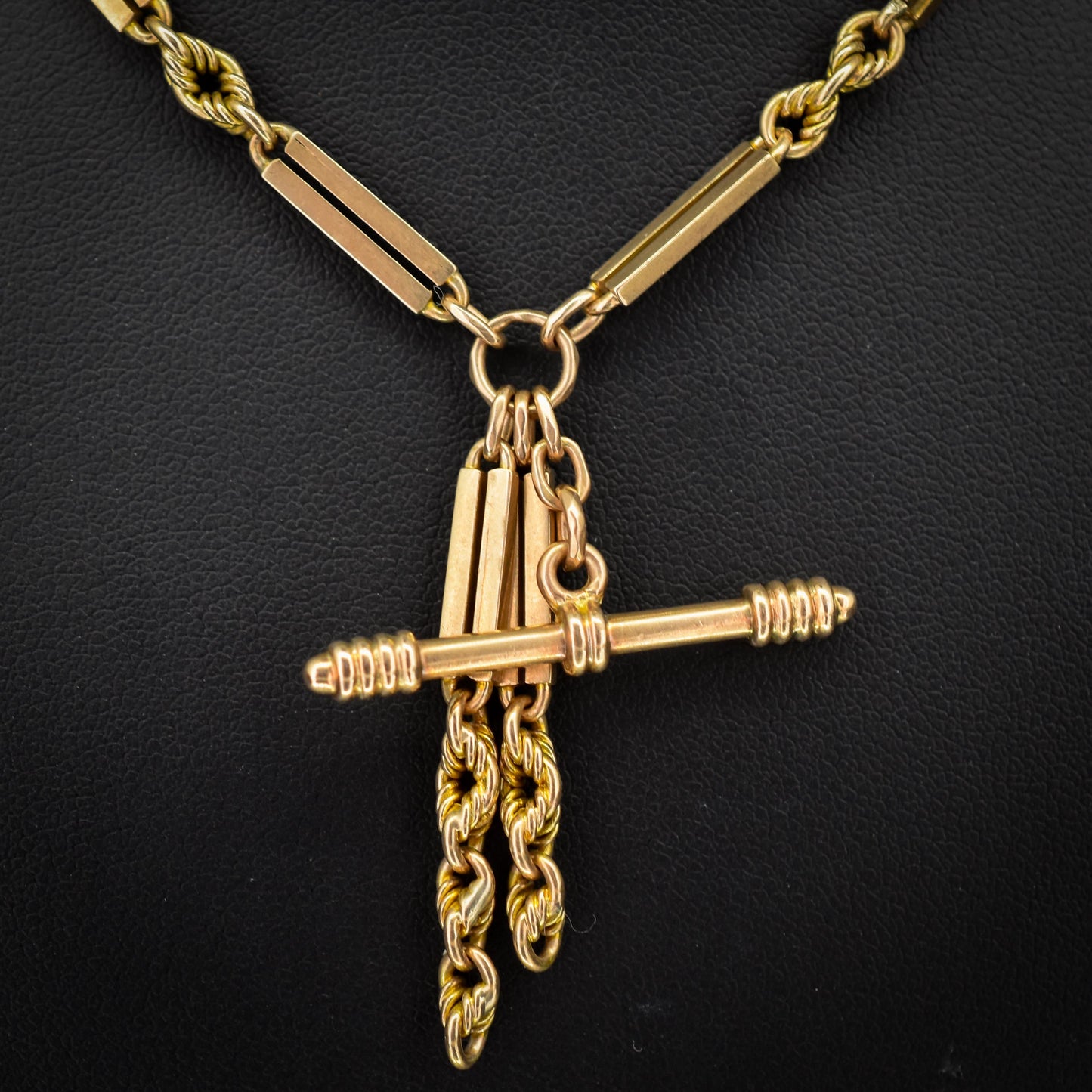Antique 9ct Gold Love Knot Link Albert Watch Chain Necklace | 16"