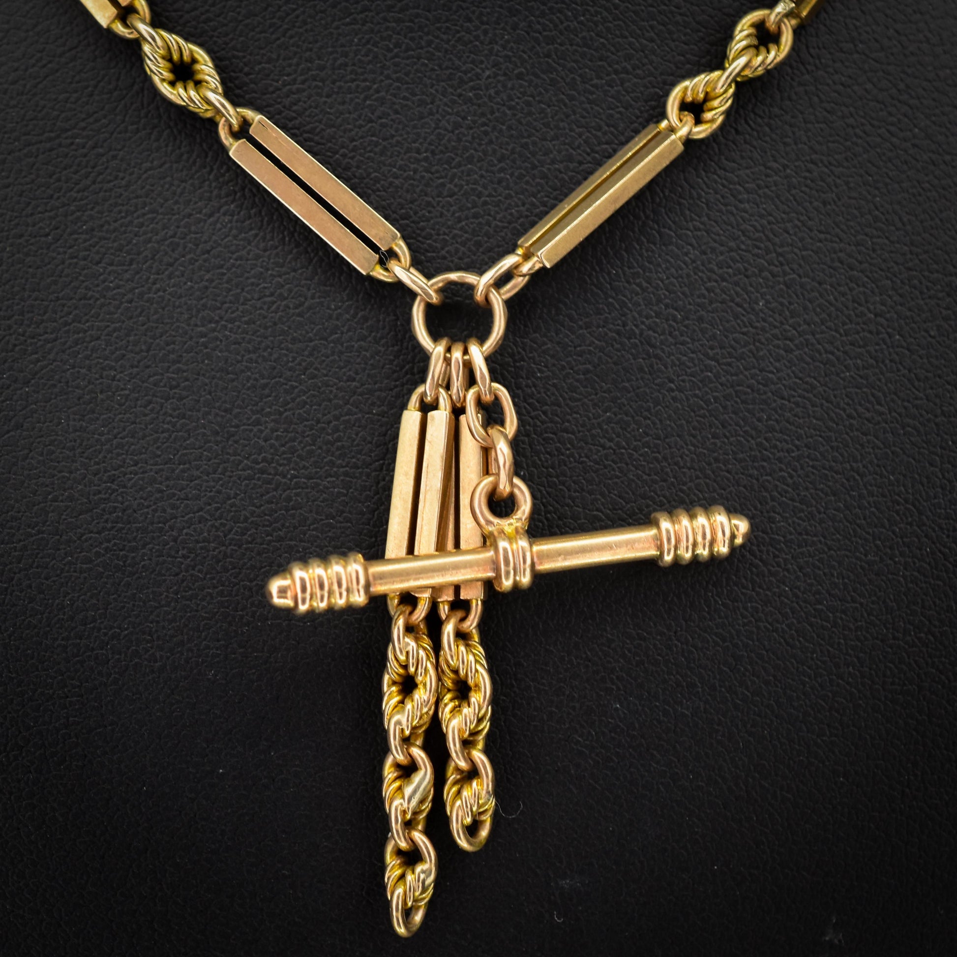 Antique 9ct Gold Love Knot Link Albert Watch Chain Necklace | 16"