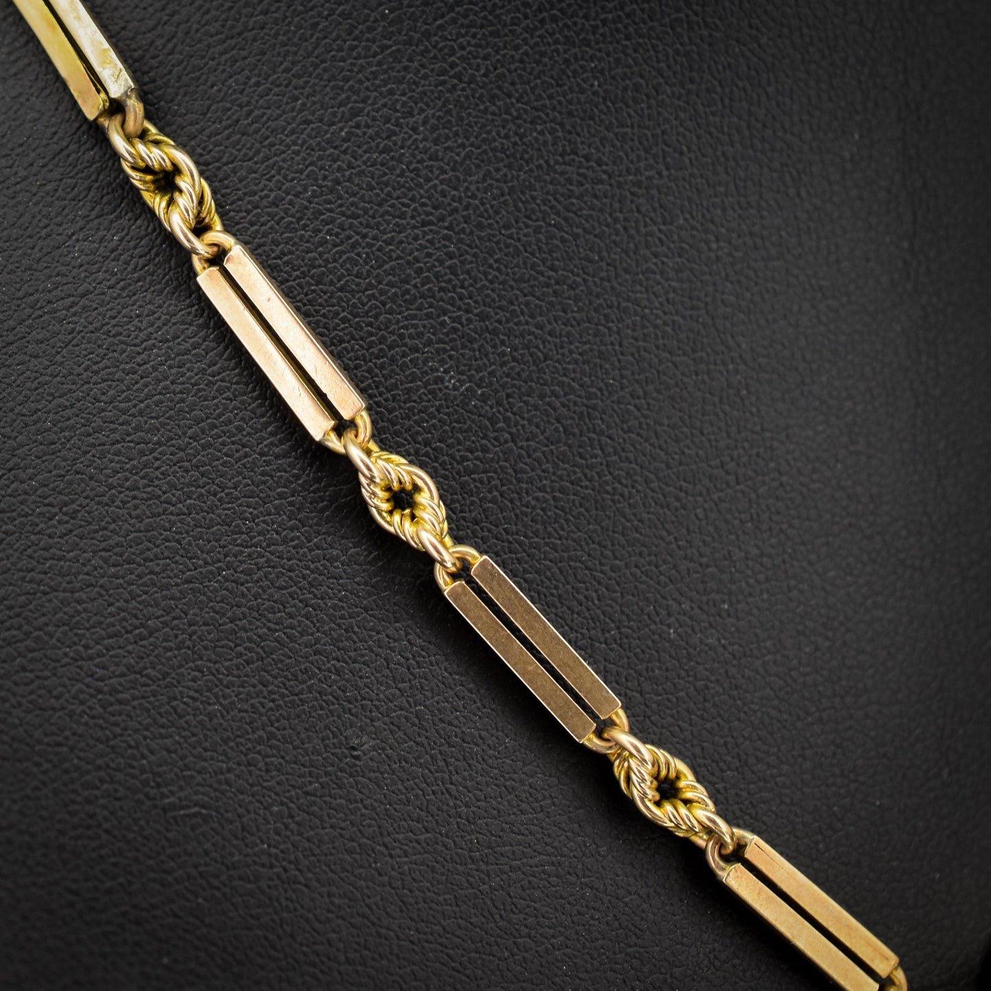 Antique 9ct Gold Love Knot Link Albert Watch Chain Necklace | 16"