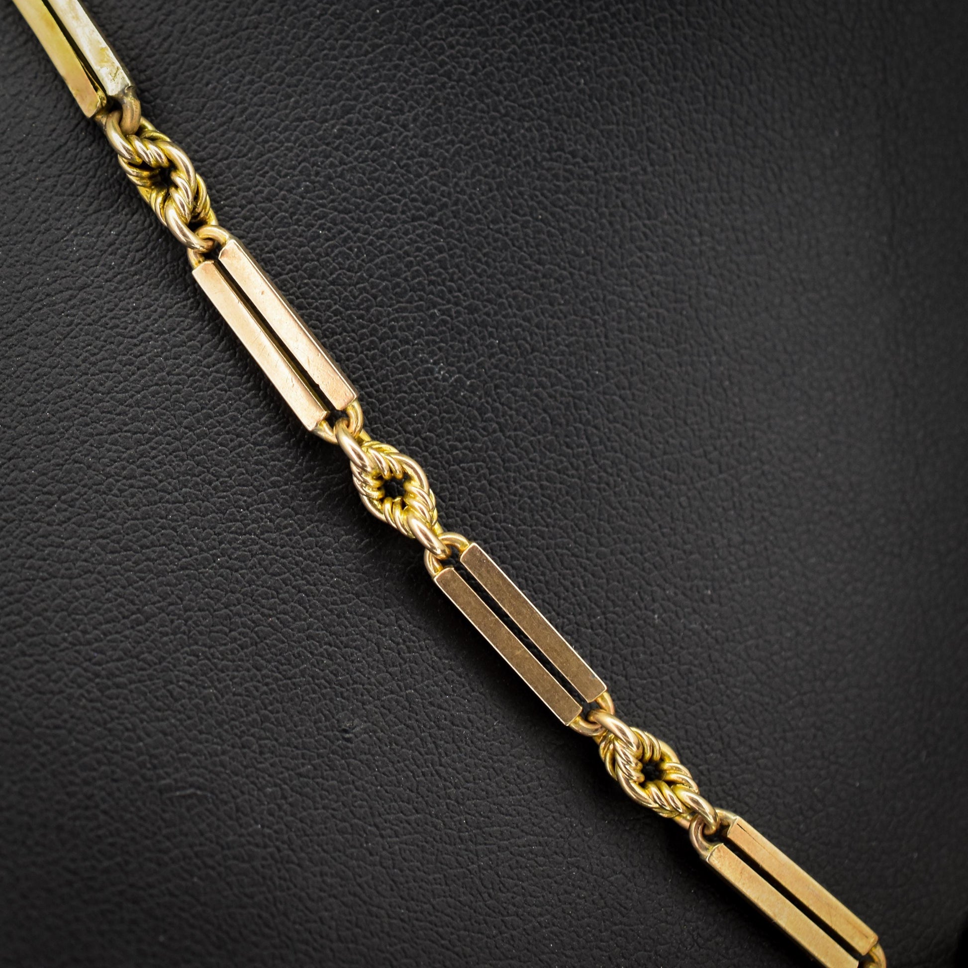 Antique 9ct Gold Love Knot Link Albert Watch Chain Necklace | 16"