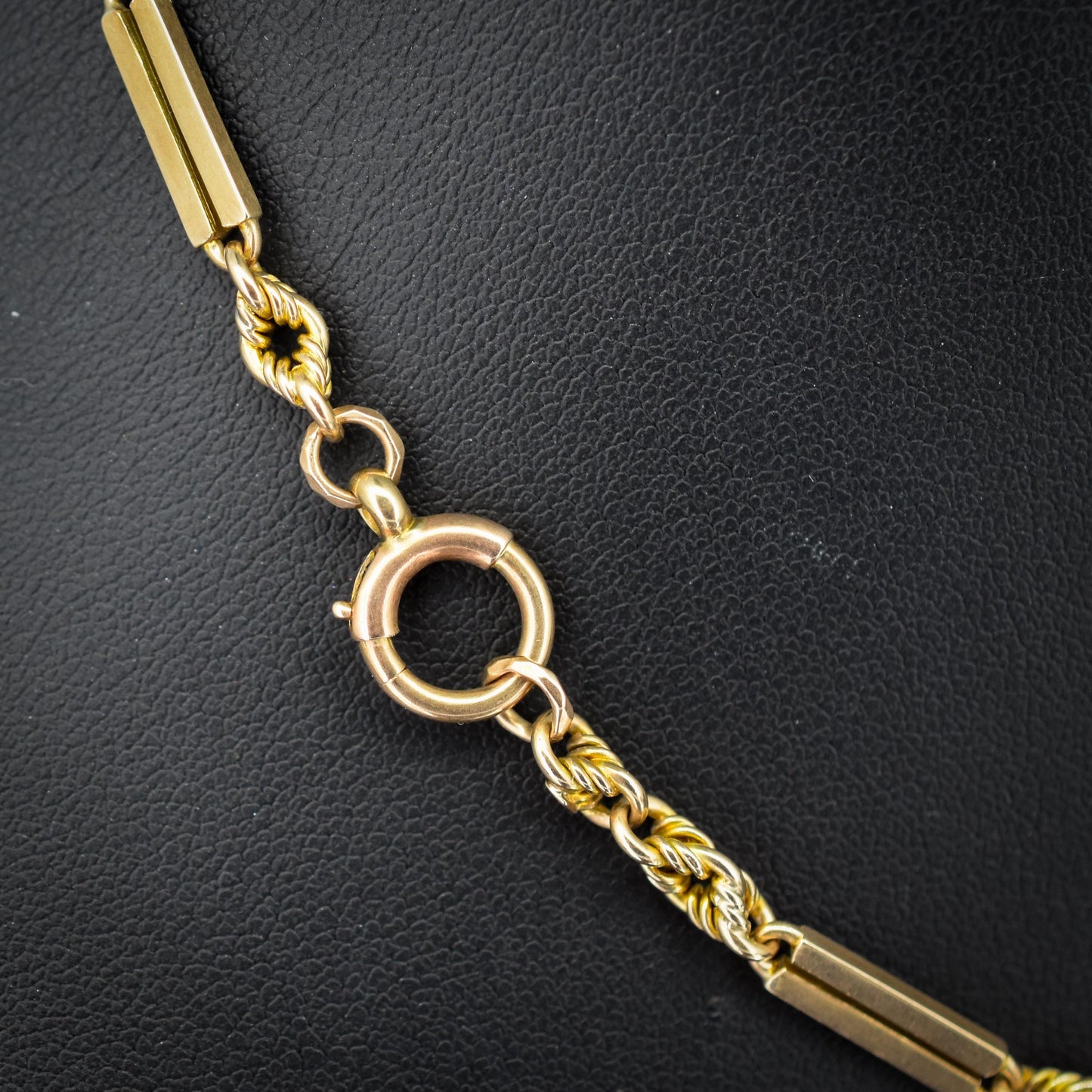 Antique 9ct Gold Love Knot Link Albert Watch Chain Necklace | 16"